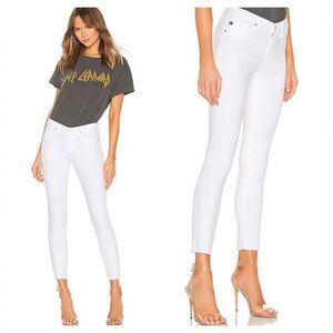 AG Adriano Goldschmied THE LEGGING ANKLE Super Skinny Jeans in White Raw Hem